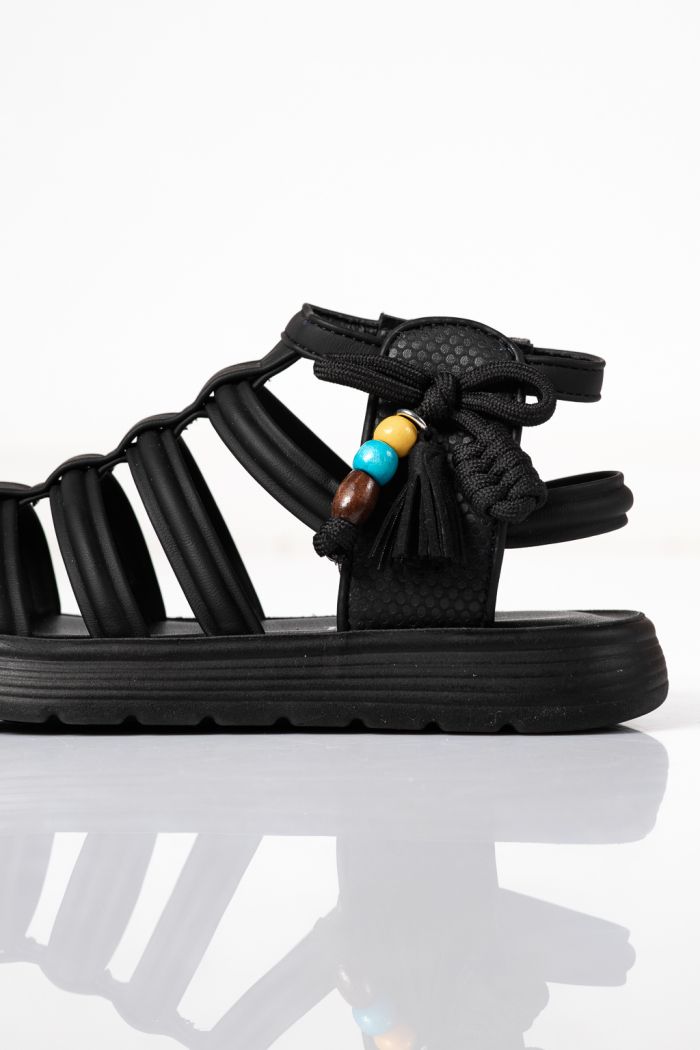 Gyerek szandálok fekete öko bőrből készült Madison #24923