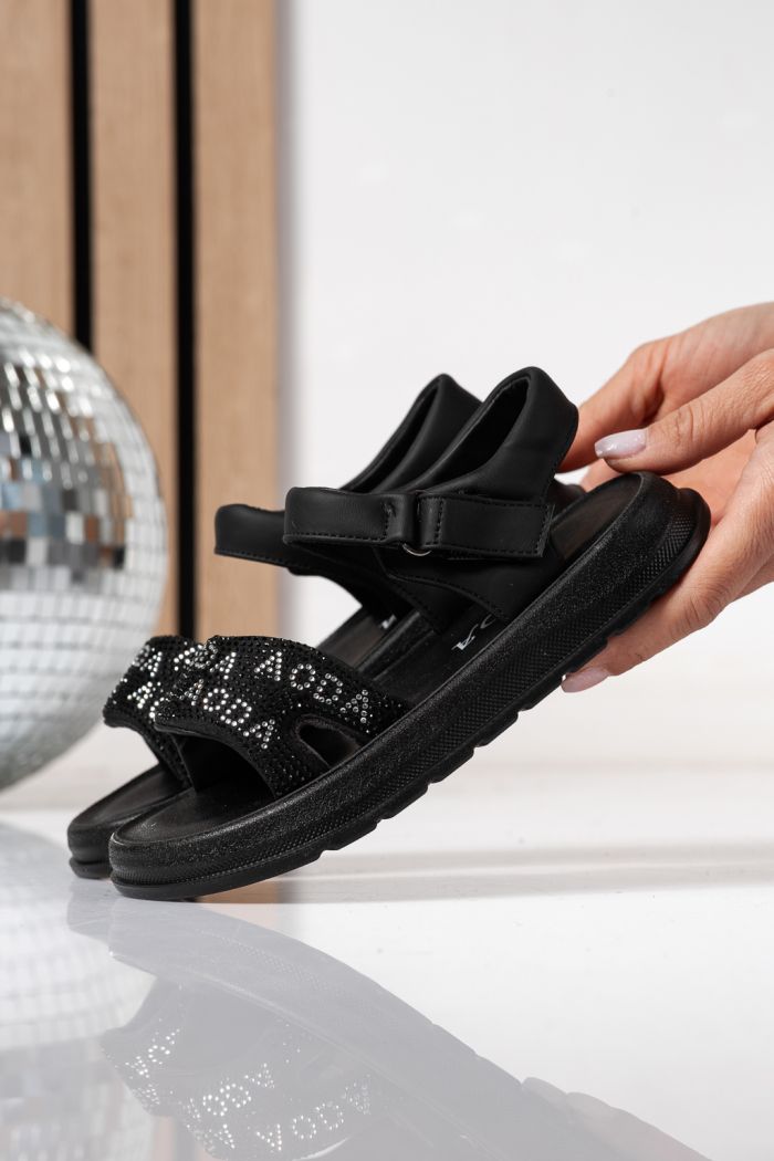 Gyerek szandálok fekete öko bőrből készült Ivara #24926