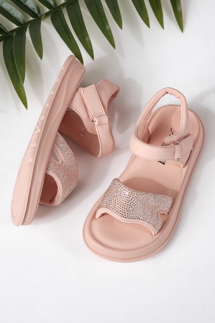 Gyerek szandálok rózsaszín öko bőrből készült Ivara #24925