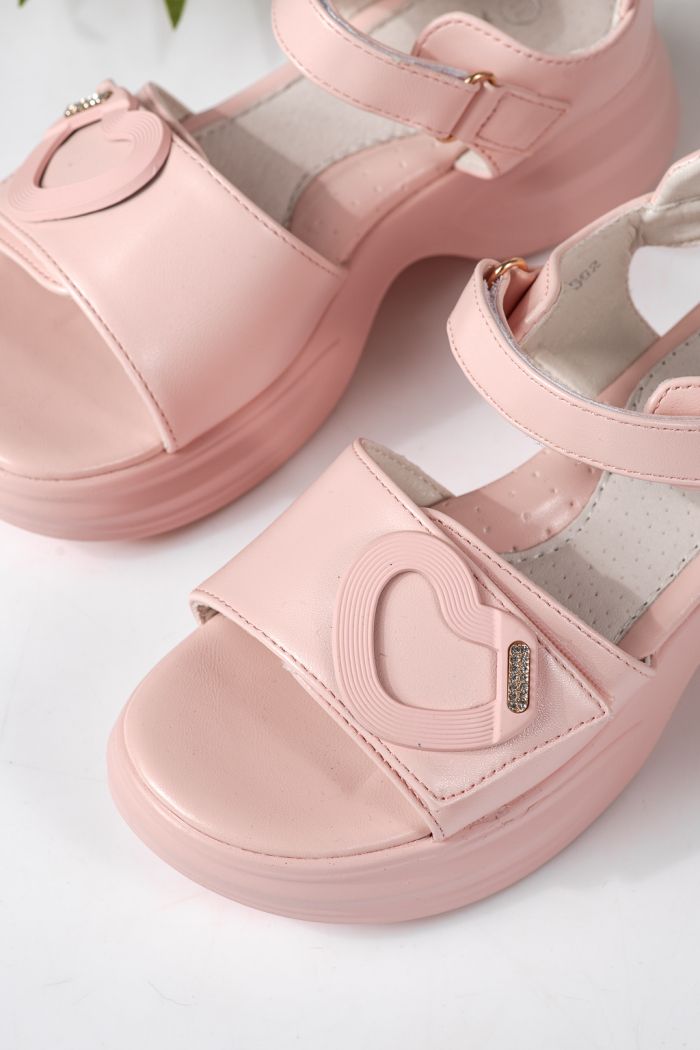 Gyerek szandálok rózsaszín öko bőrből készült Dysis #24909