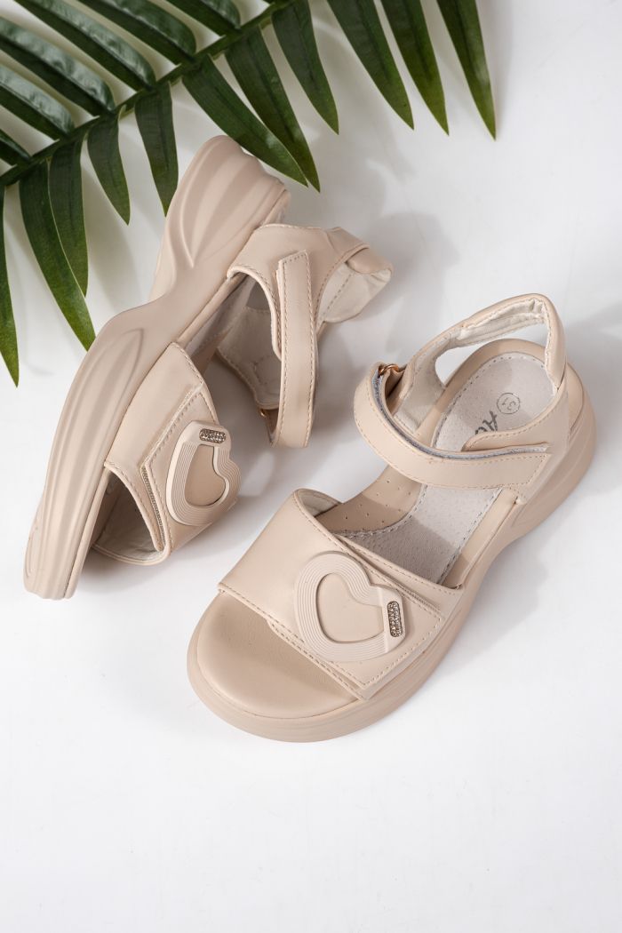 Gyerek szandálok bézs öko bőrből készült Dysis #24910