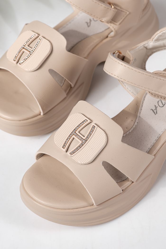 Gyerek szandálok bézs öko bőrből készült Fianna  #24946