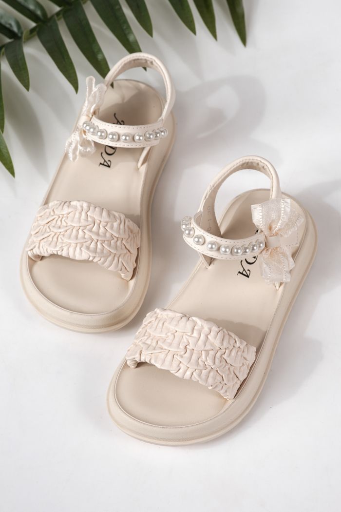 Gyerek szandálok bézs öko bőrből készült Harper #24960