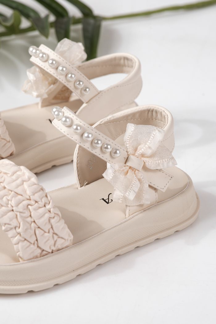 Gyerek szandálok bézs öko bőrből készült Harper #24960