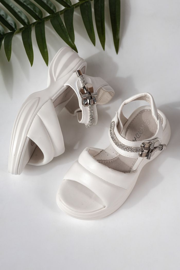 Gyerek szandálok fehére öko bőrből készült Flori #24947