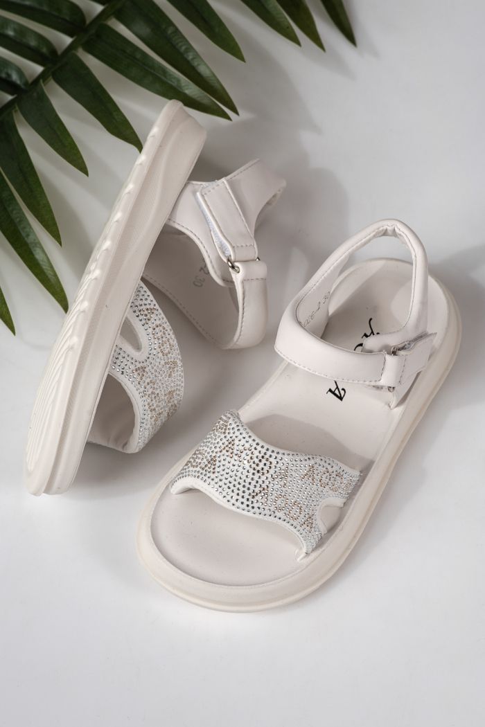 Gyerek szandálok fehére öko bőrből készült Ivara #24927