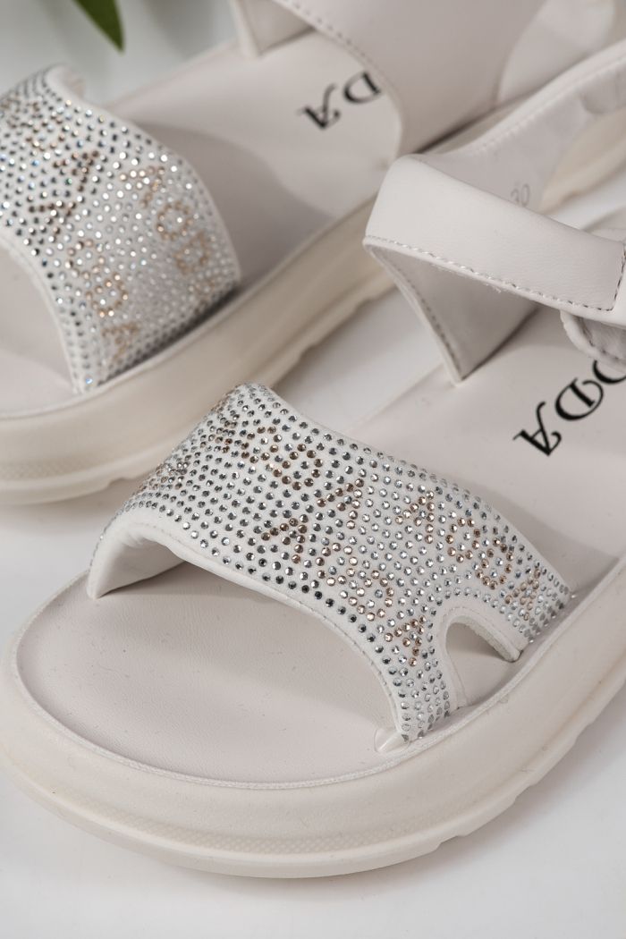 Gyerek szandálok fehére öko bőrből készült Ivara #24927