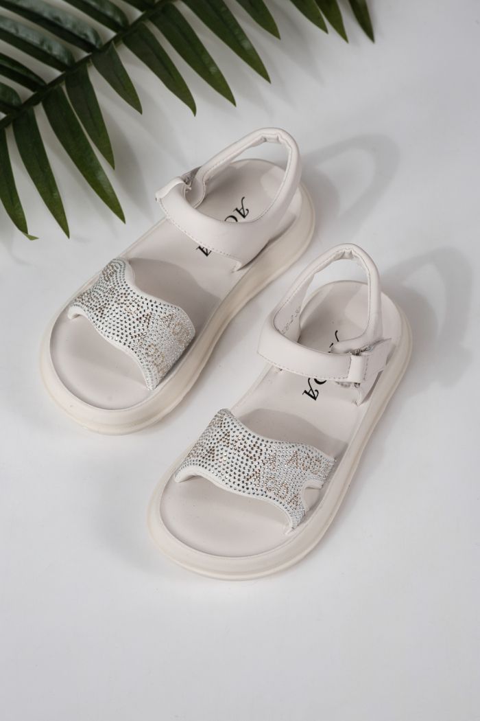 Gyerek szandálok fehére öko bőrből készült Ivara #24927