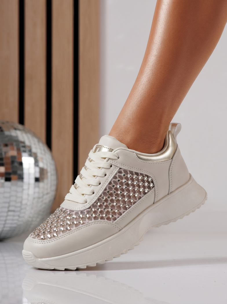 Női arany színű tornacipő ekológikus bőrből Luna #24985