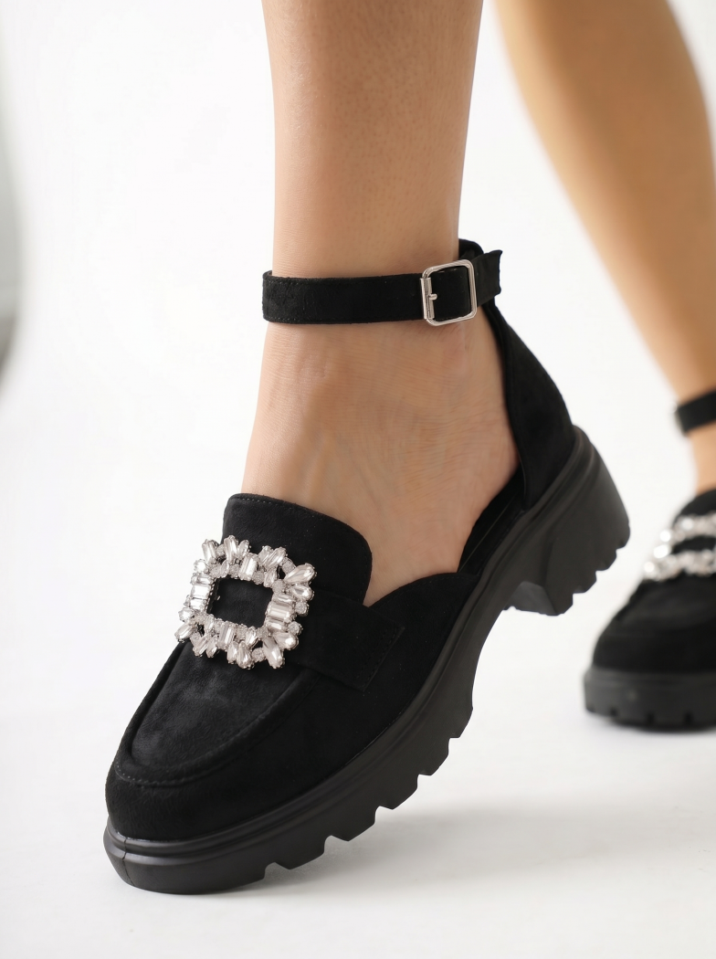 Naomi Női Alkalmi Cipő Fekete Ökológiai Velúr Lakkbőr  #24989