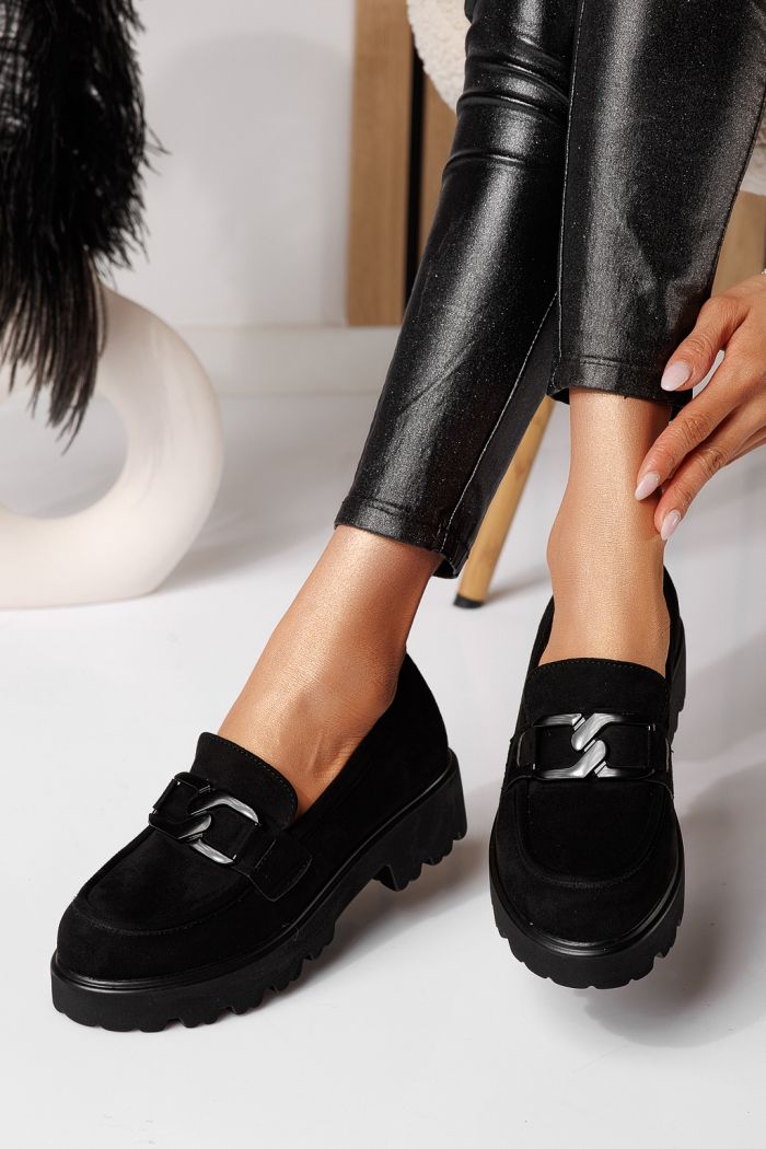 Elara Női Alkalmi Cipő Fekete Velúr Ökológiai Bőrből #25127