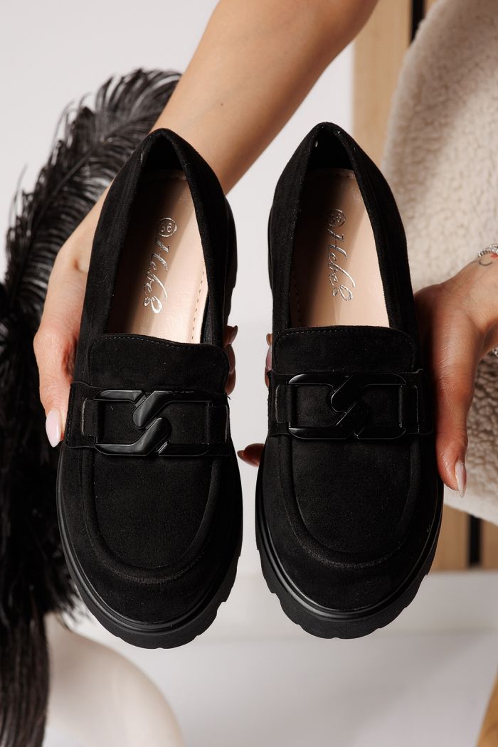 Elara Női Alkalmi Cipő Fekete Velúr Ökológiai Bőrből #25127