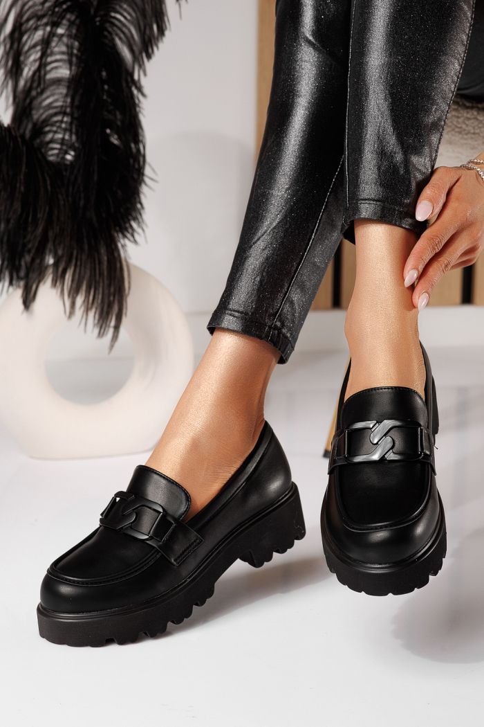 Elara Női Alkalmi Cipő Fekete Ökológiai Bőrből #25128