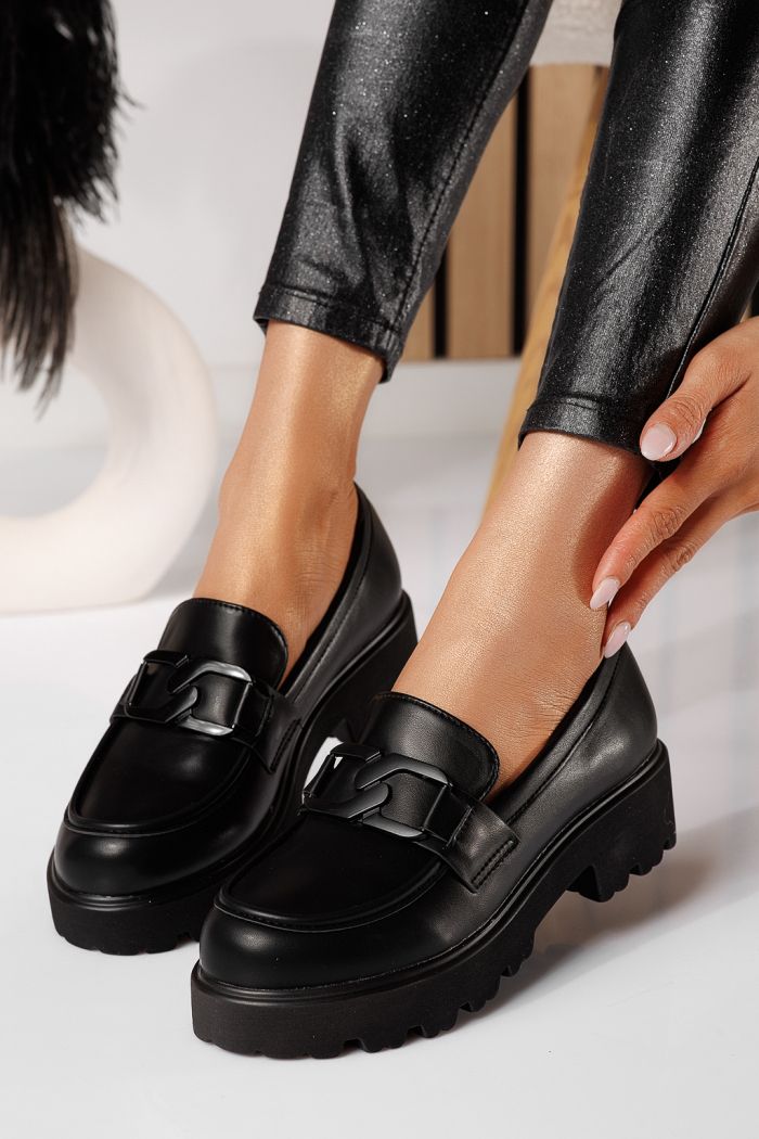 Elara Női Alkalmi Cipő Fekete Ökológiai Bőrből #25128