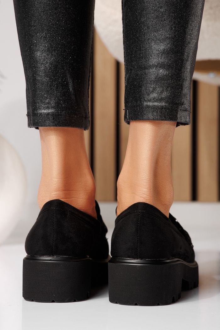 Thalia Női Alkalmi Cipő Fekete Velúr Ökológiai Bőrből #25131