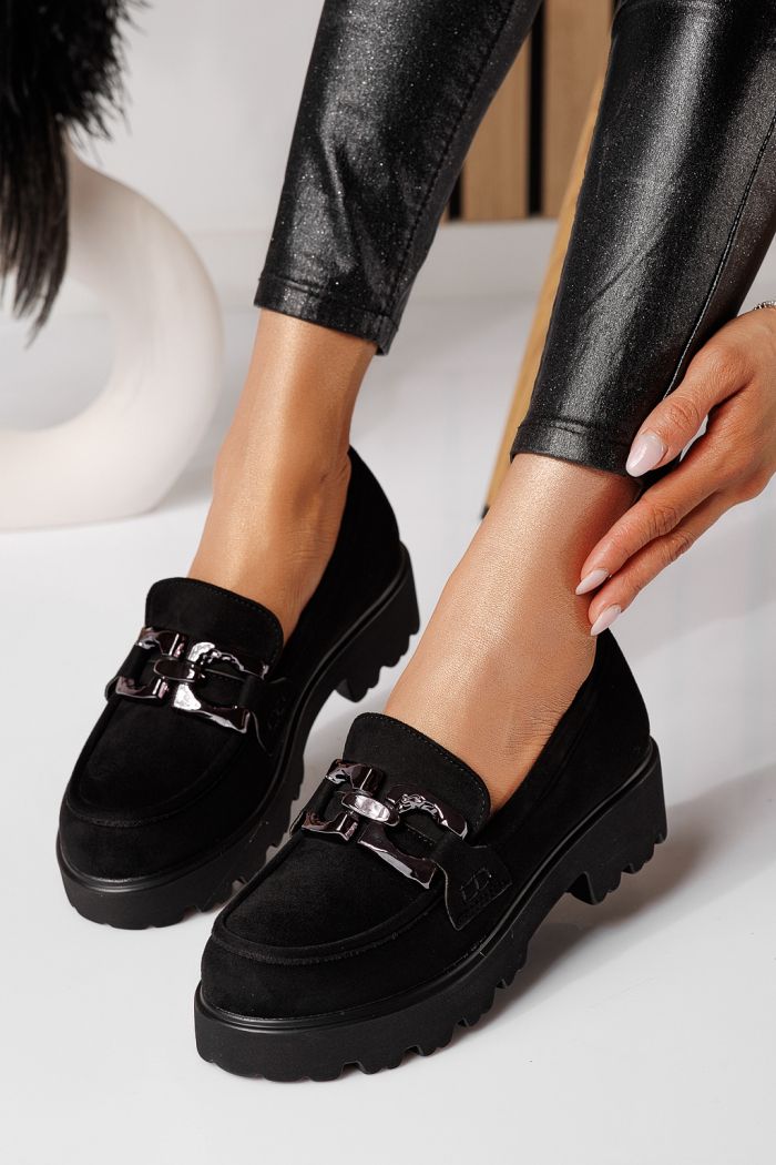 Thalia Női Alkalmi Cipő Fekete Velúr Ökológiai Bőrből #25131