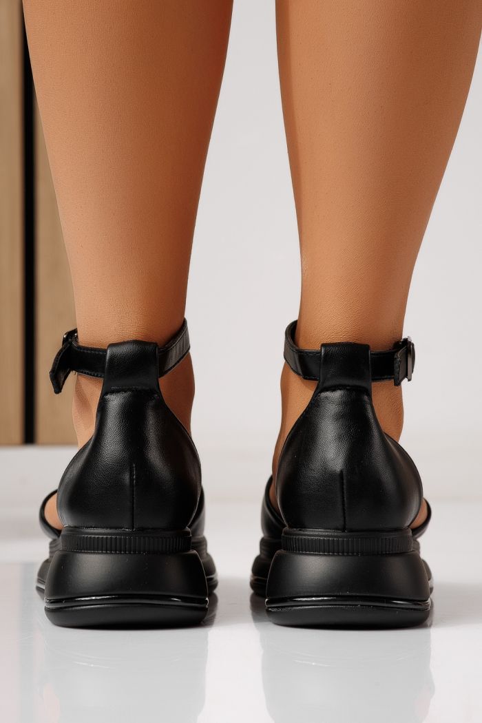 Női fekete platform szandál ekológikus bőrből Jamie #25067