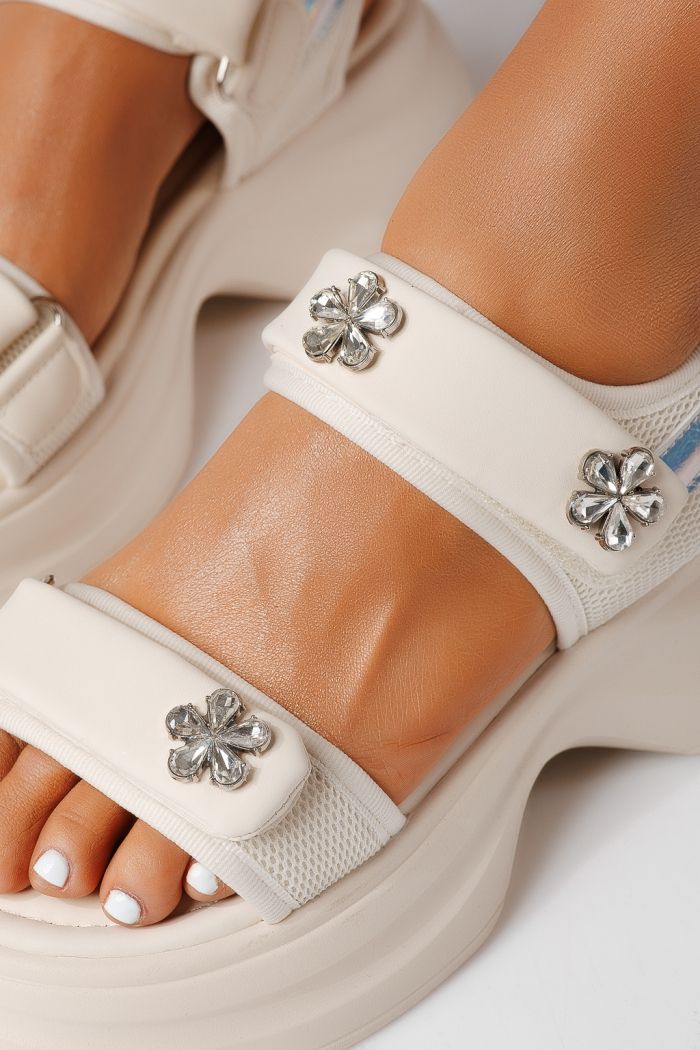 Női platform szandálok bézs öko bőrből készült Anais #25195