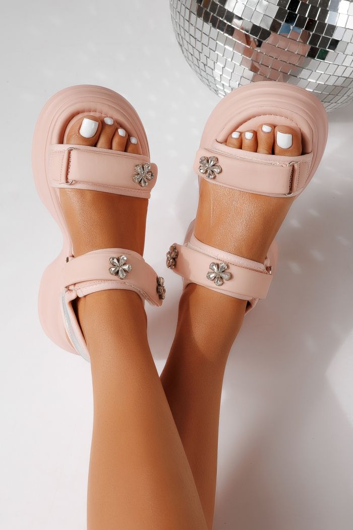 Női platform szandálok rózsaszín öko bőrből készült Anais #25196