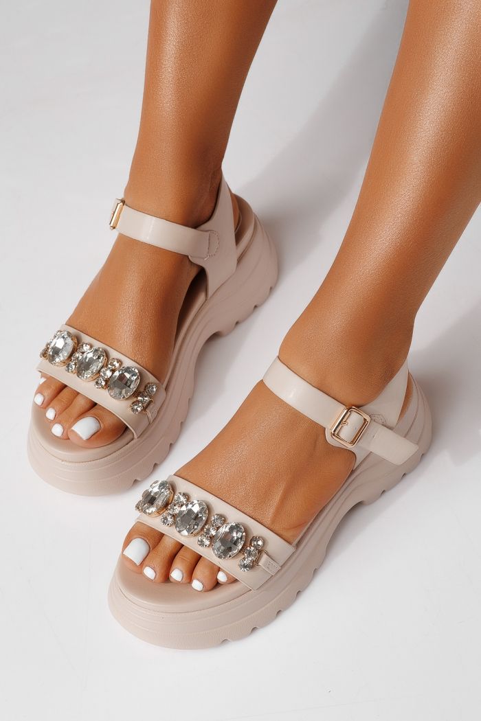 Női platform szandálok bézs öko bőrből készült Isabel  #25219