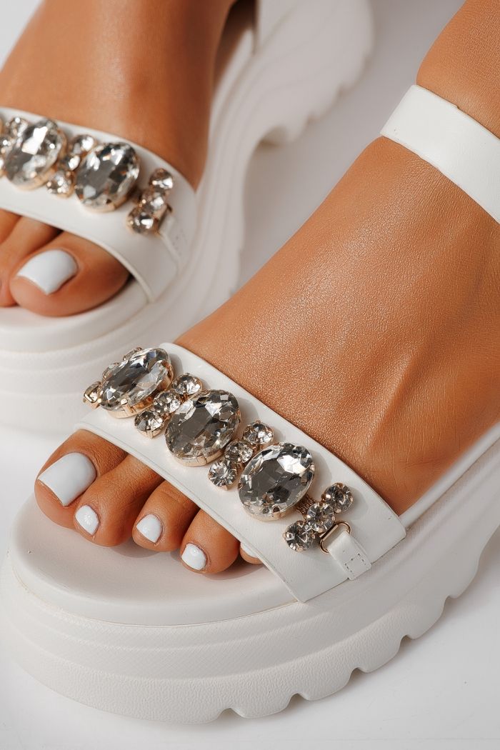 Női platform szandálok fehér öko bőrből készült Isabel  #25220