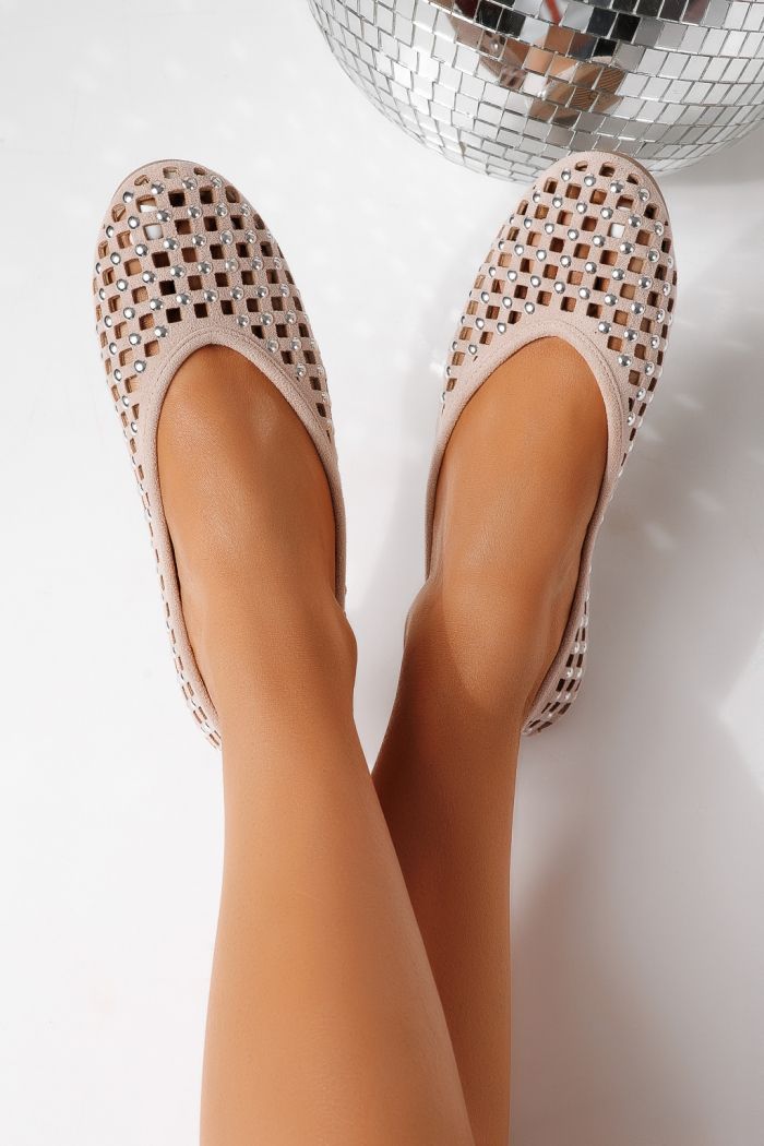 Női balettcipők rózsaszín öko bőrből készült Diamond #25118