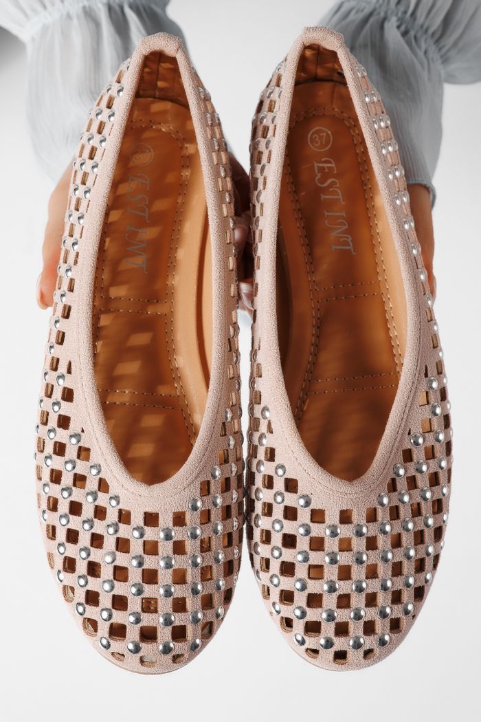 Balerini dama roz din piele ecologica Diamond #25118