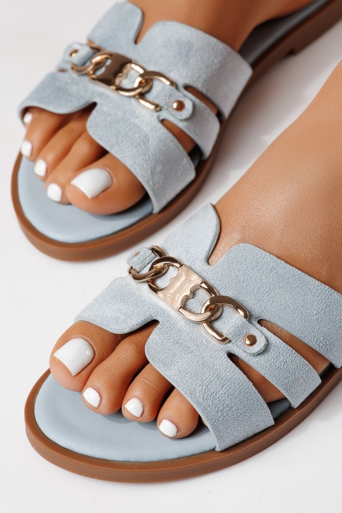 Női papucsok kék öko velúrból készült Pilar #25053