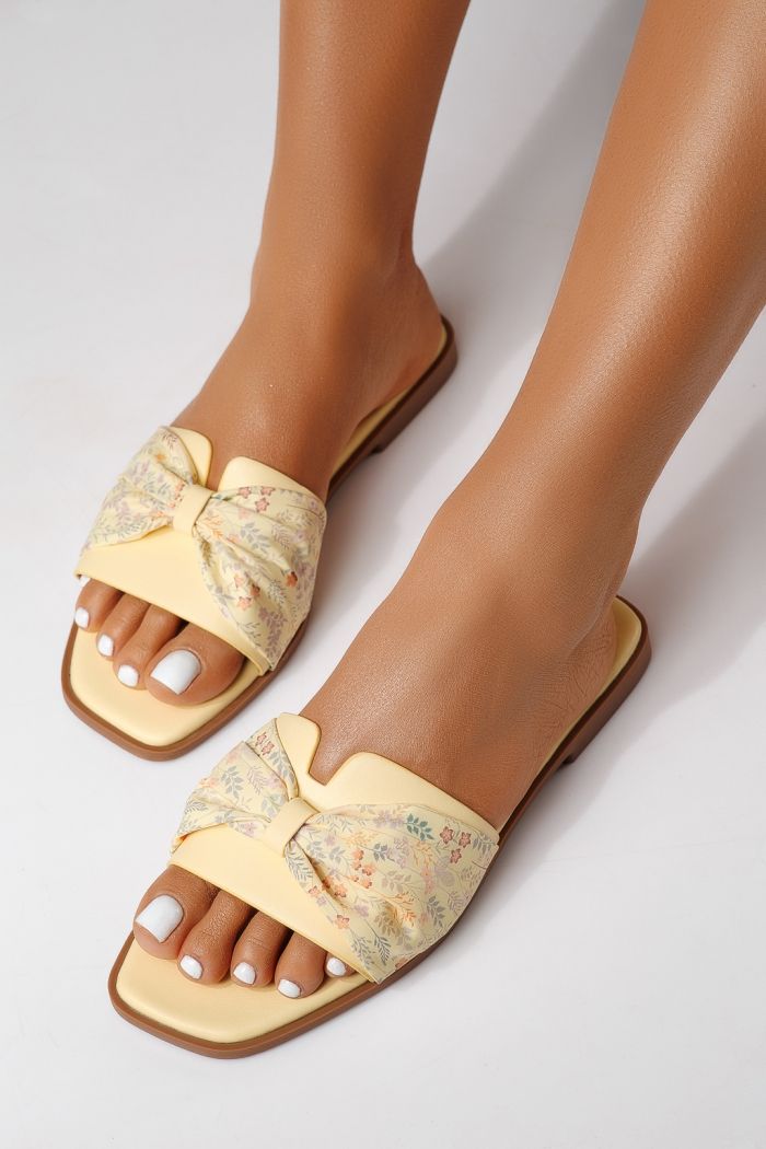 Női papucsok sárga öko velúrból készült Valeria #25059