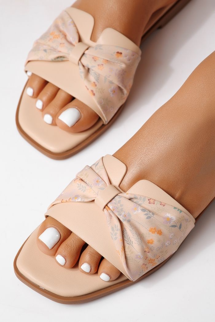 Női papucsok bézs öko velúrból készült Valeria #25056