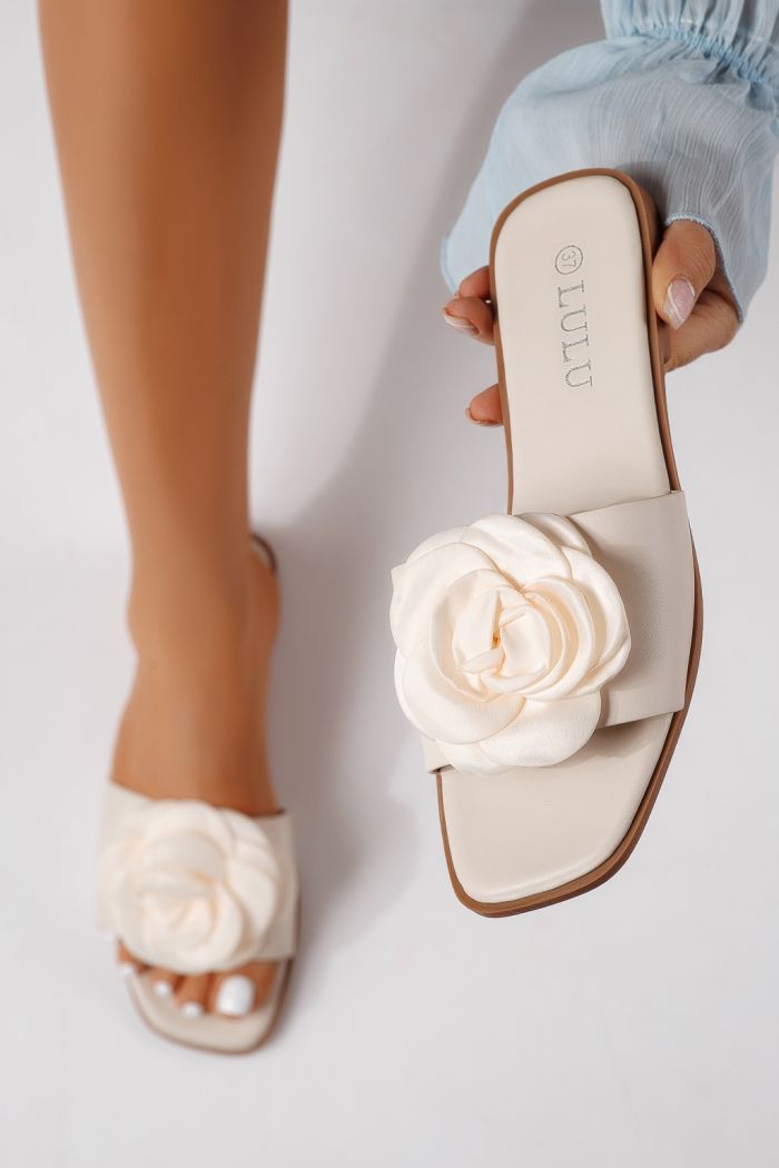 Női papucsok bézs öko bőrből készült Nerys #25102