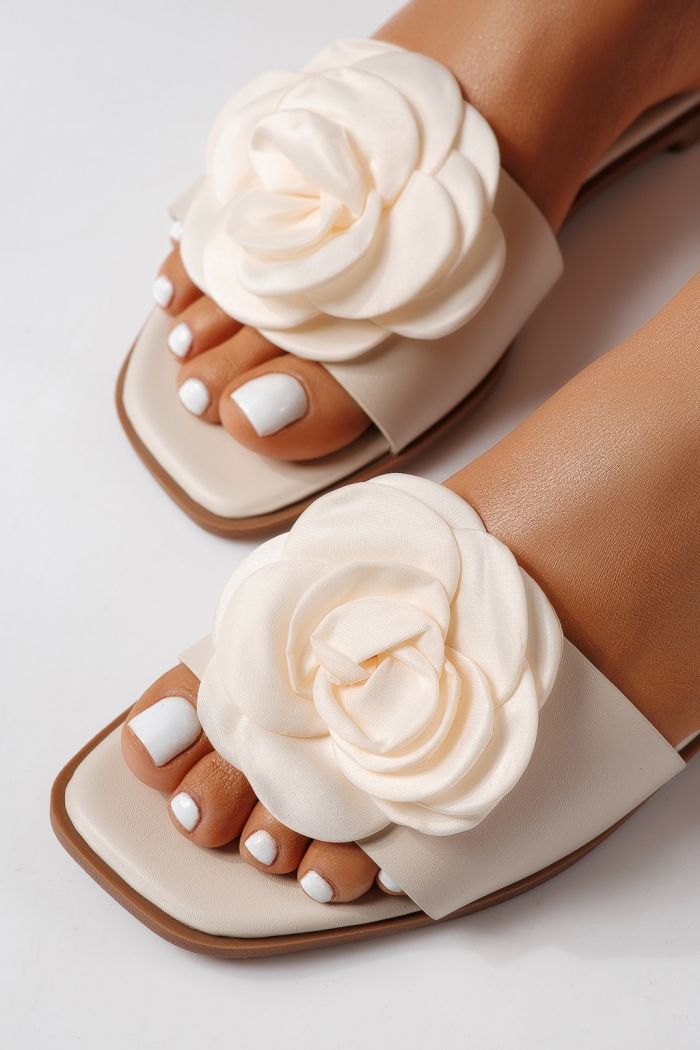 Női papucsok bézs öko bőrből készült Nerys #25102