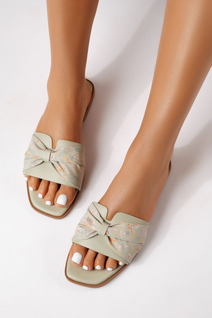 Női papucsok zöldellő öko velúrból készült Valeria #25057