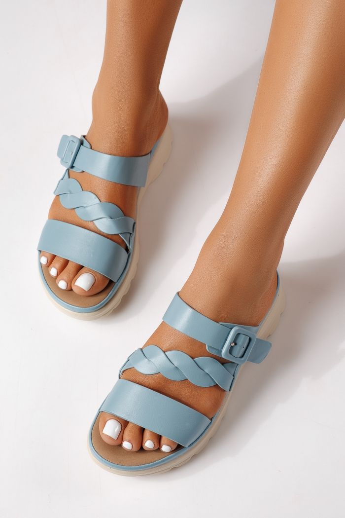 Női papucsok kék öko bőrből készült Felisa #25021