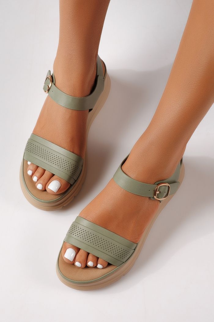 Női platform szandálok zöldellő öko bőrből készült Gisela #25027
