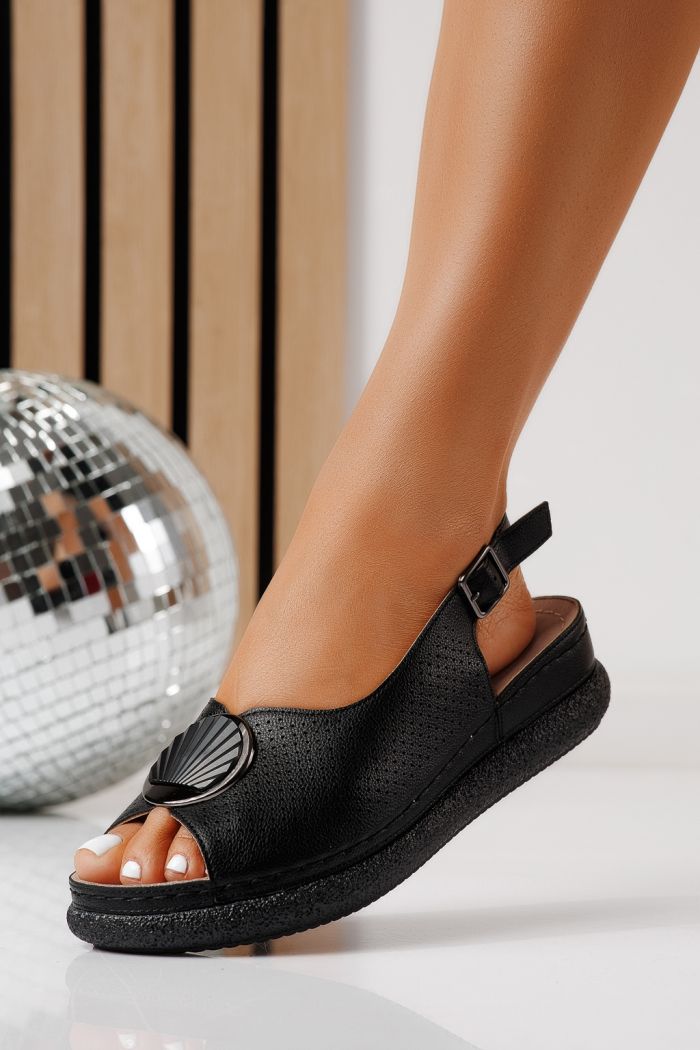 Női platform szandálok fekete öko bőrből készült Noelia #25047
