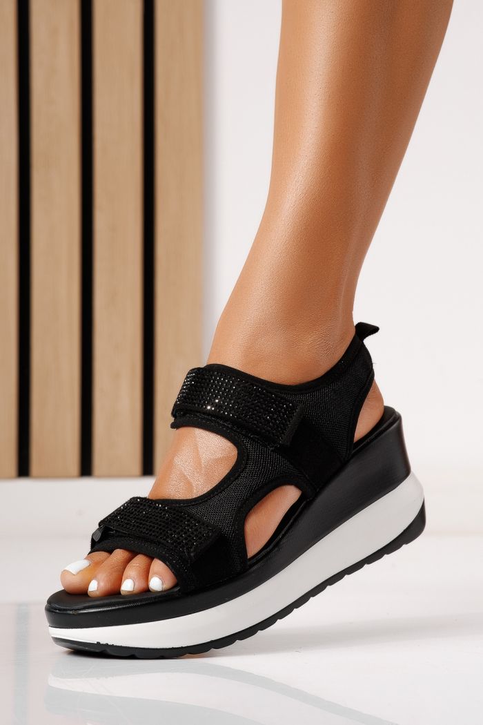 Női platform szandálok fekete textil anyagból készült Melissa #25347