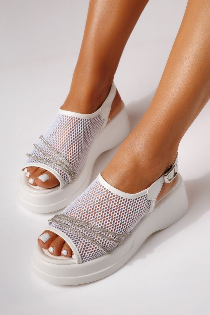 Női fehér textil platform szandál Tahlia #25260