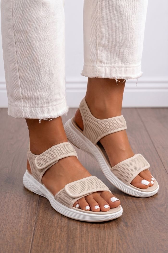 Női bézs színű textil platform szandál Odette #25406