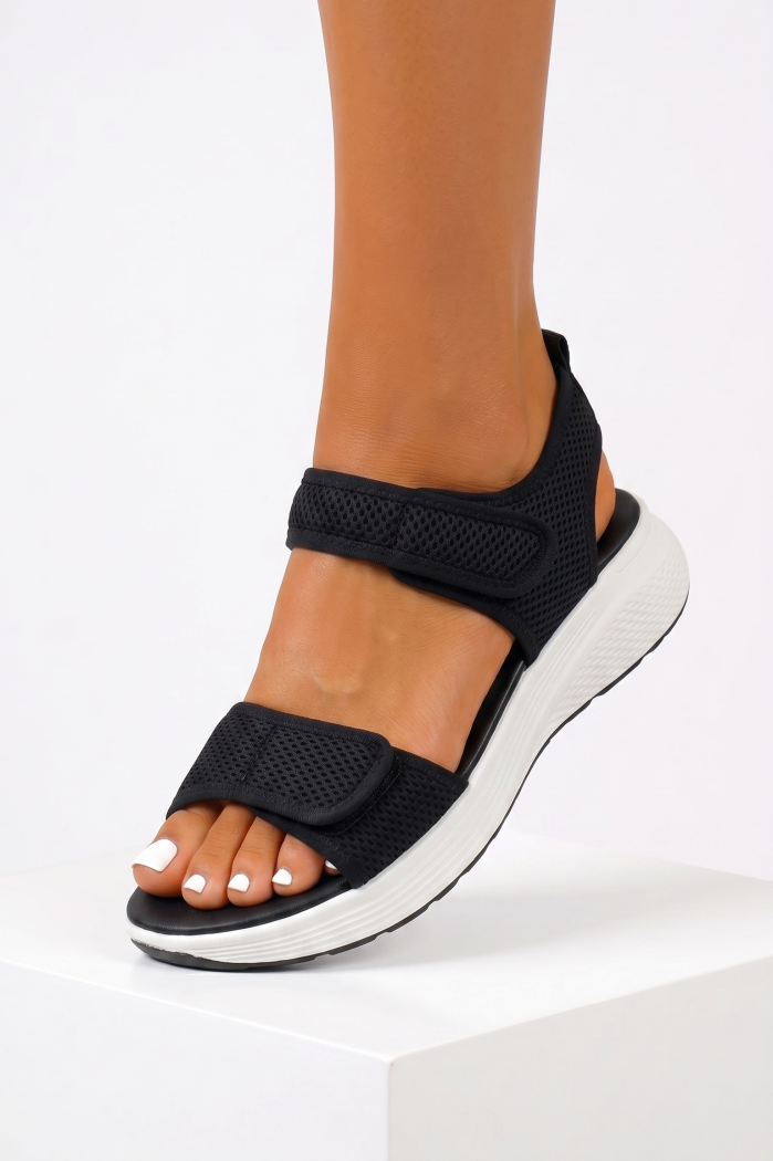 Női fekete textil platform szandál Odette #25405
