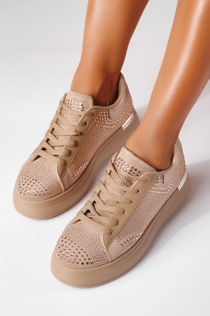 Női sportcipők khaki öko velúrból készült Lark #25476