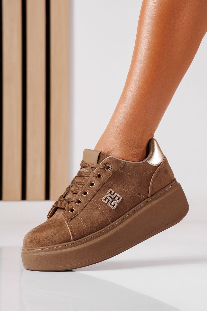 Női sportcipők khaki öko velúrból készült Enya #25470