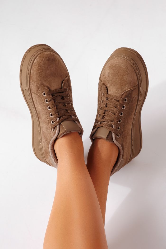 Női sportcipők khaki öko velúrból készült Calypso #25459