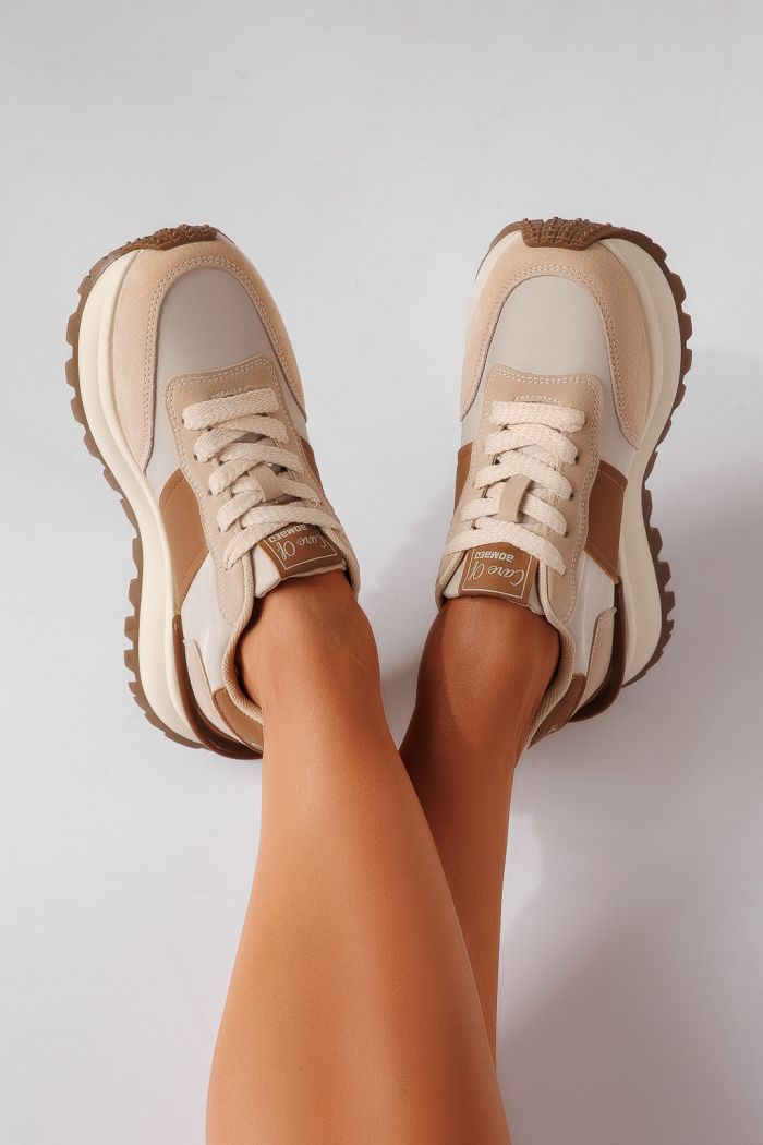 Női sportcipők khaki természetes bőrből készült Samara #25495