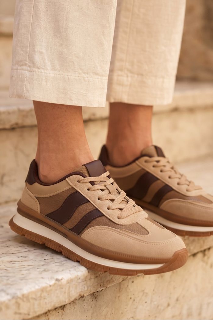 Női sportcipők khaki öko bőrből készült Ottilie #25492