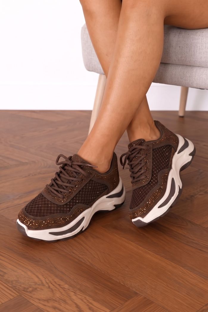 Női sportcipők barna textil anyagból készült Veda #25526