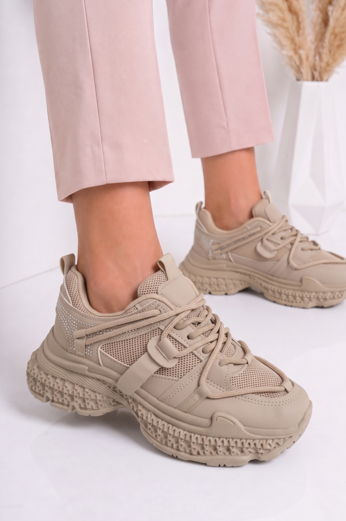 Női sportcipők khaki öko bőrből készült Naira #25524