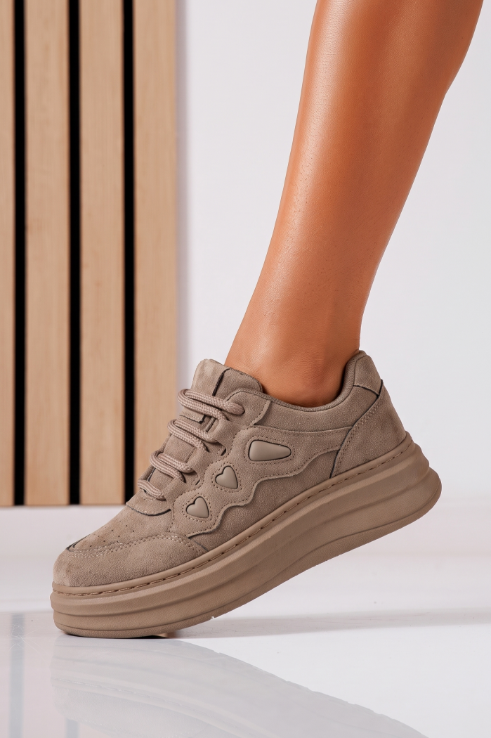 Női sportcipők khaki öko velúrból készült Aurelia #25560