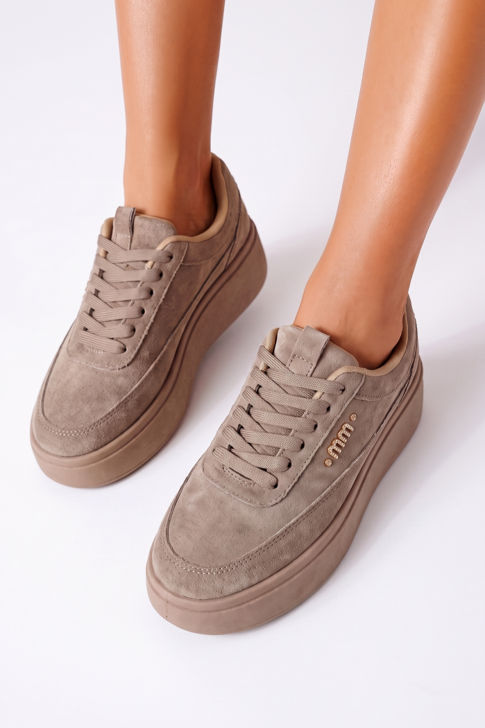 Női sportcipők khaki öko velúrból készült Mirelle #25580