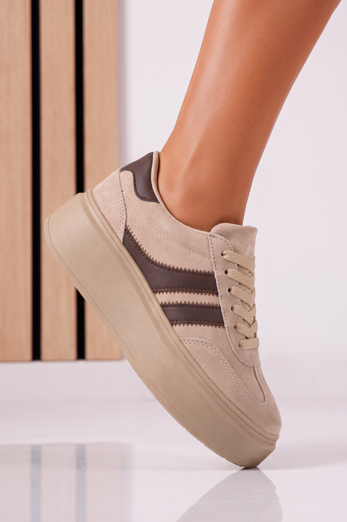 Női sportcipők khaki ökológiai velúr bőrből készült Oriana #30061